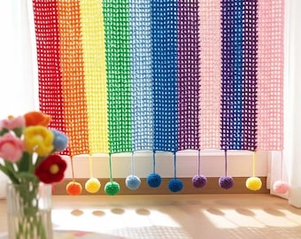 Crochet Curtain Pattern pdf :Rainbow Crochet Garland for Window & Door Decor (Instant Download)
