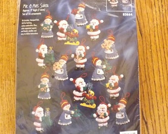 Bucilla "Mr. & Mrs. Santa" Felt Applique Ornament Kit
