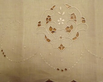 Antique Madeira Embroidered Dresser Runner