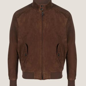 Handmade Brown Suede Bomber Jacket - Men’s Leather Panelled Jacket - Zip Up Suede Jacket - Ribbed Hem Collar - Retro Bomber Style Jacket