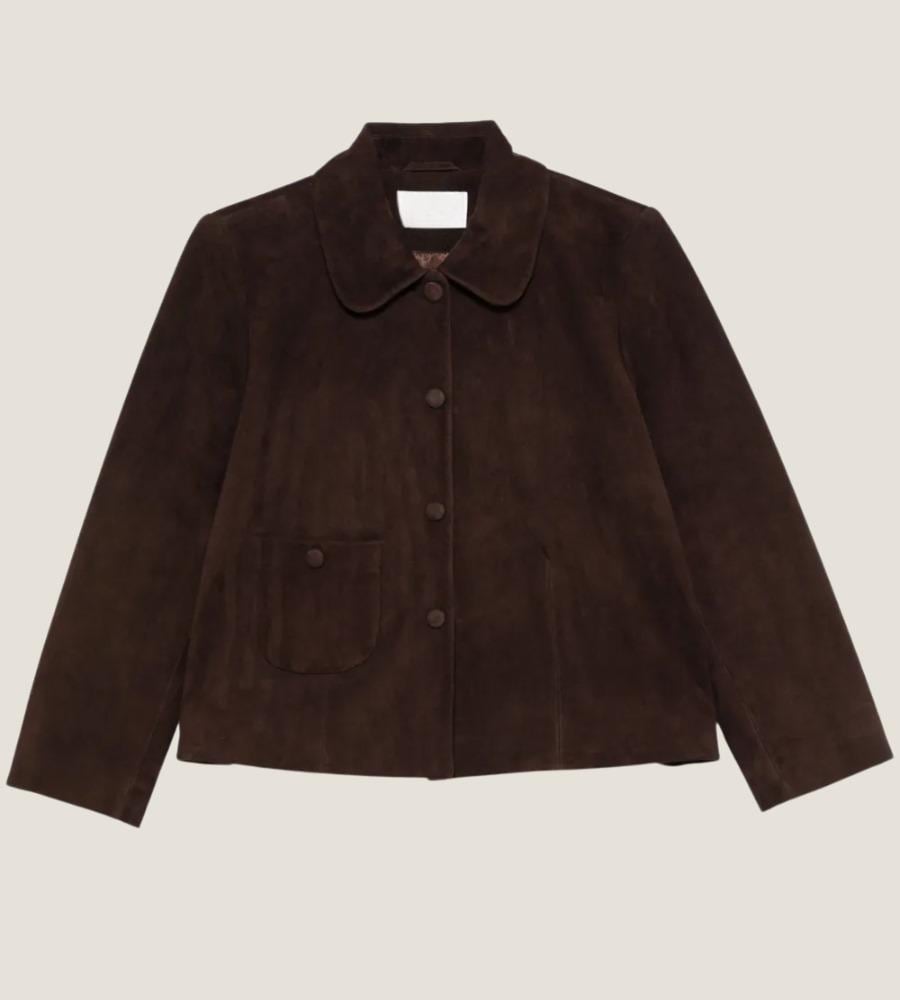 Handmade Suede Cropped Jacket - Coffee Brown Boho Western Shirt