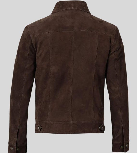 スエード　トラッカージャケット ブラウン　ヴィンテージ　スウェード ハンドメイドブラウンスエードトラッカージャケット - ヴィンテージ