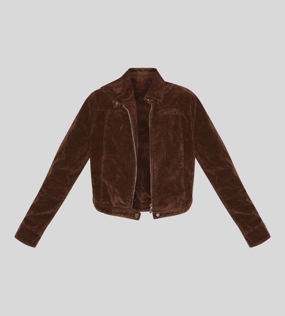 Women's Dark Brown Suede Cropped Jacket – Western Style