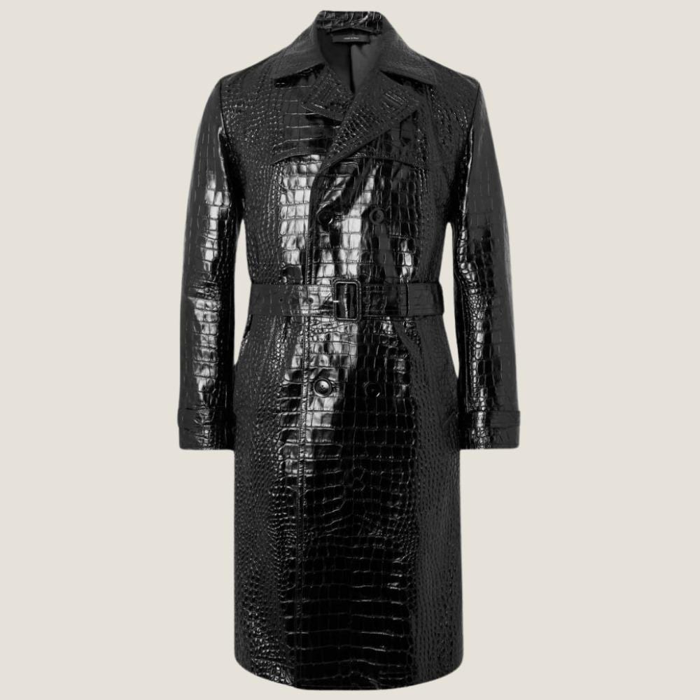 Crocodile Leather Trench Coat - Etsy