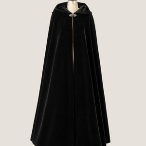 Black Velvet Cloak - Gothic Hooded Cape - Women’s Long Formal Cloak - Renaissance Velvet Coat - Fantasy Witch Fashion Wear - Gift For Her
