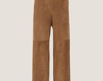 High Waist Wide Leg Brown Suede Pants - Chic Streetwear