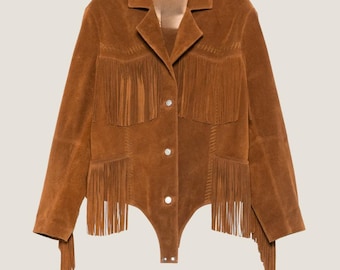 Handmade Brown Suede Fringe Jacket, Women's Western Outerwear
