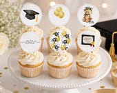 Graduation Cupcake Toppers, Printable, Watercolor, Graduation Party Decor | Digital File