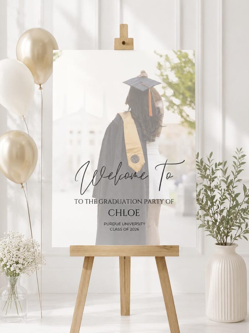 Graduation Welcome Note Modern Graduation Welcome Sign Template | Photo Grad Party Board ...
