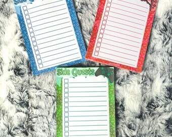 Side Quests Checklist Gaming Console Controller A6 Notepads