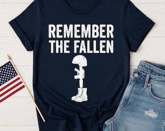 Camiseta "Remember the Fallen", camiseta patriótica del Día de los Caídos, camiseta de homenaje militar, camiseta de veteranos para hombres y mujeres