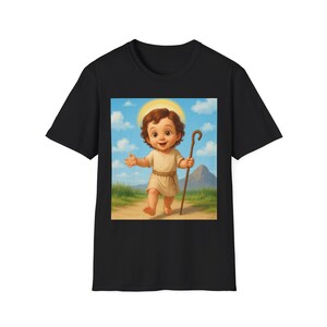 Koszulka Dzieciątko Jezus, Unisex Softstyle Tee na Boże Narodzenie, Prezent Religijny, Odzież Wiary, Obchody Świąt, Prezent Wielkanocny