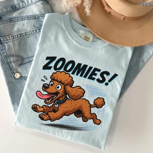 Funny Poodle Zoomies Shirt, Cartoon Poodle Dog Tee, Curly Haired Dog Lover Gift, Energetic Pup Running T-Shirt, Cute Standard Poodle Apparel