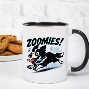 Zoomies Border Collie Mug, Funny Dog Coffee Cup, Energetic Collie Gift, Cute Herding Dog Mug, Pet Parent Mug, Dog Lover Cup, Cartoon Dog Mug