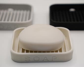 Minimalist Soap Dish – Engraved Bathroom Sink Holder for Bar Soaps & Modern Decor