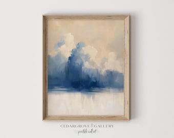 Pintura de nubes: Arte paisajístico minimalista en tonos tierra (Descarga digital)