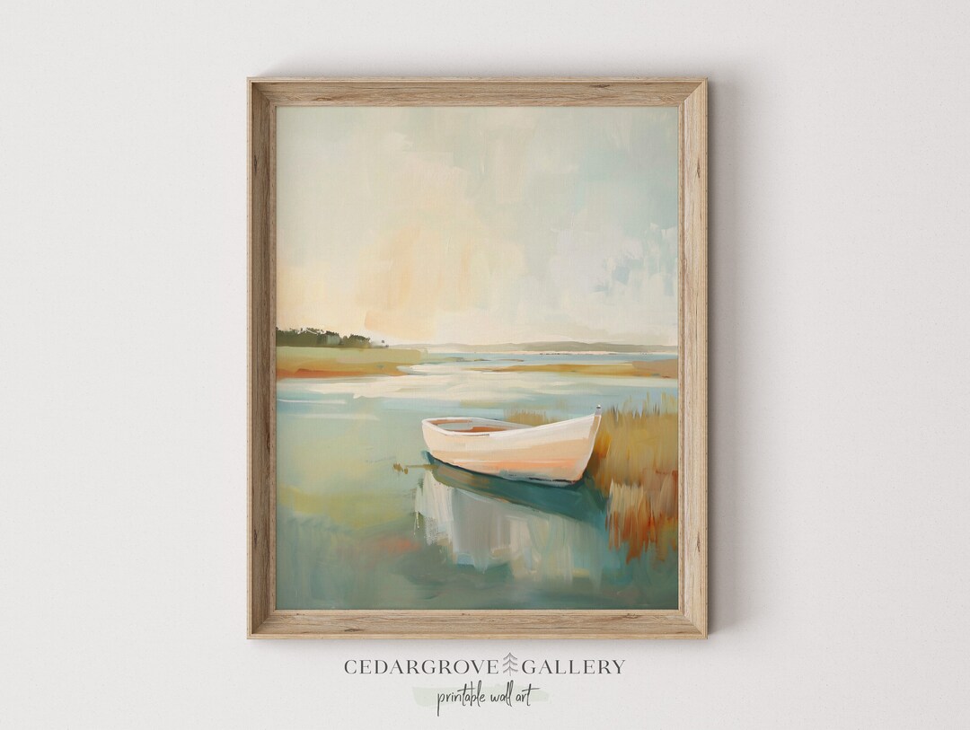 Printable Coastal Boat Wall Art | Lake House Decor | Warm Tones ...