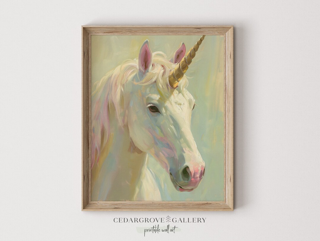 Unicorn Painting Fantastic Animal Wall Art Girly Room Print Unicorn Art