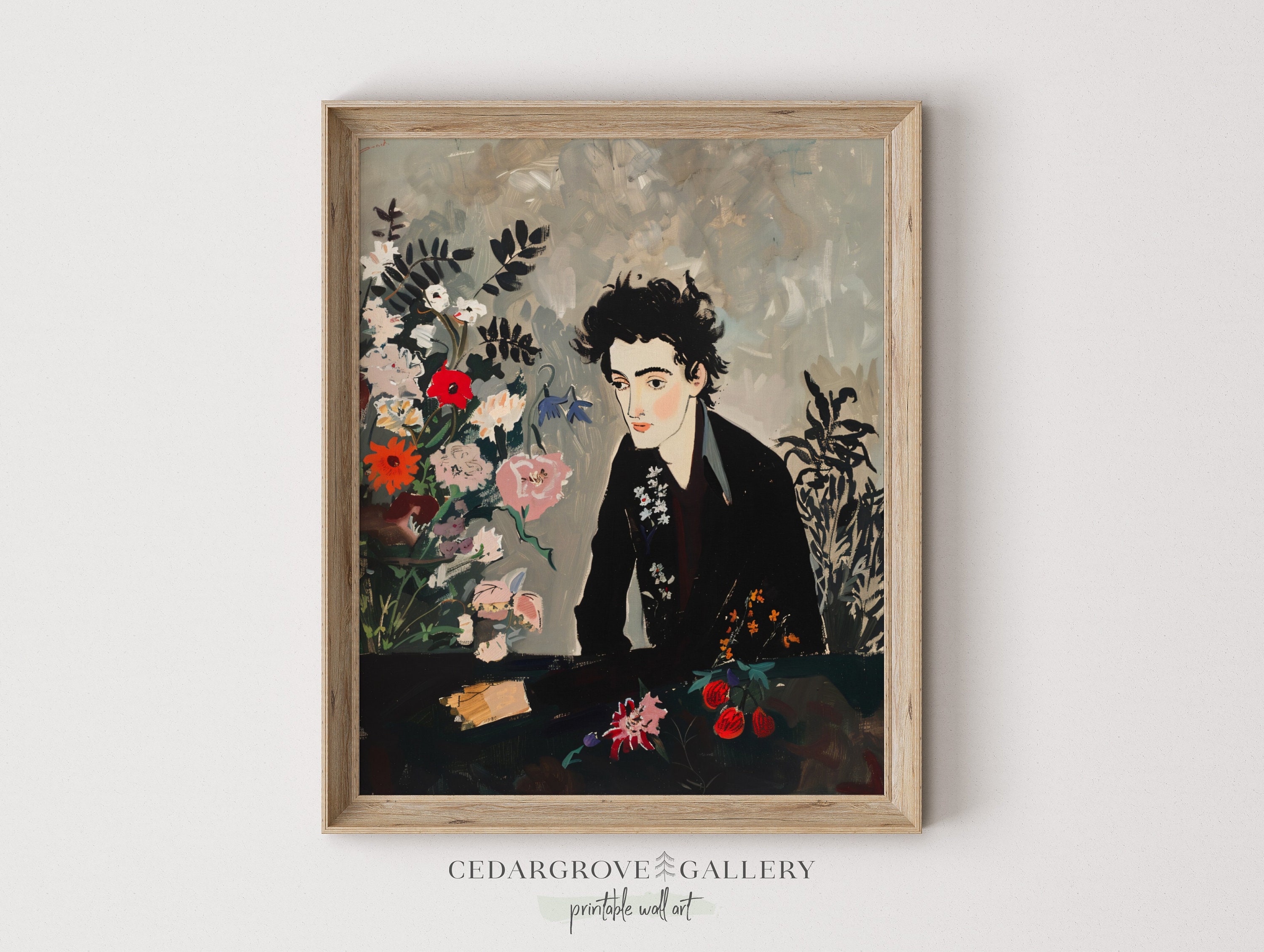 Lord Byron print | Lord Byron painting | Lord Byron wall art gift | Literature cozy decor | Home library decor | Poet print DIGITAL download