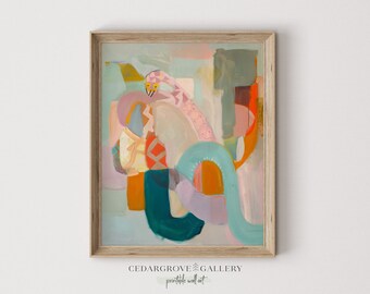 Pastel Snake Print: Modern Abstract Serpent Wall Art (Digital Download)