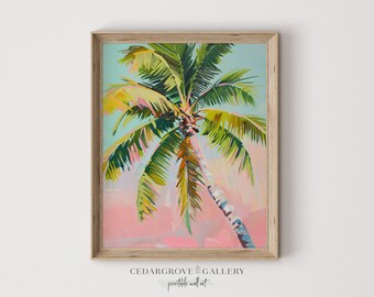 Retro Palm Tree Sunset Print: Boho Summer Wall Art (Digital Download)