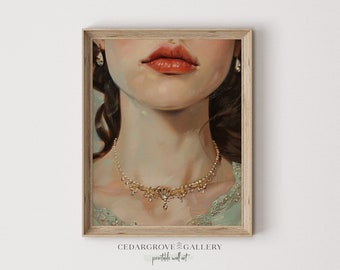 Retro Woman Portrait Print: Princess Lips, Baroque Fashion (Digital Download)