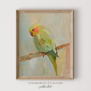 Druckbare Kunst Wellensittich | Tropischer Vogel Druck | Exotische Grünpapagei Malerei | Süsser Vögelchen Dekor | Vogel Liebhaber Geschenk | Digitaler Download