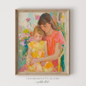 Mutter des Kindes Malerei | Mom Wandkunst | Porträt Pastellfarben | Druck für Mama | Zartes Dekor |  Muttertagsgeschenk | DRUCKBAR Download