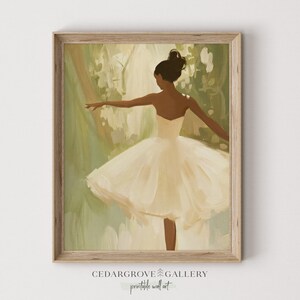 Ballerina Wandkunst | Tanzendes Ballett Naturgemälde | Gedeckte Farben minimalistischer Frauendruck | Tanzstudio Deko | DRUCKBARE digitaler Download