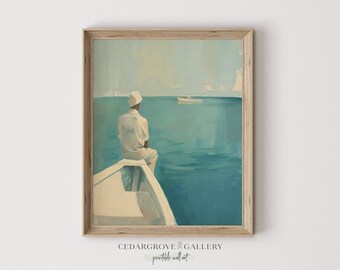 Sailboat Painting: Coastal Mediterranean Art (Digital Download)