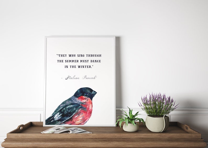 Winter Bird Quote Art Print Digital Download Illustration | Etsy