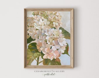 Hydrangea Print: Soft Pastel Botanical Wall Art (Digital Download)