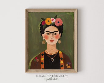 Frida khalo print | Frida khalo painting | Frida khalo wall art gift | Dopamine decor | Bold feminist artist print | DIGITAL download