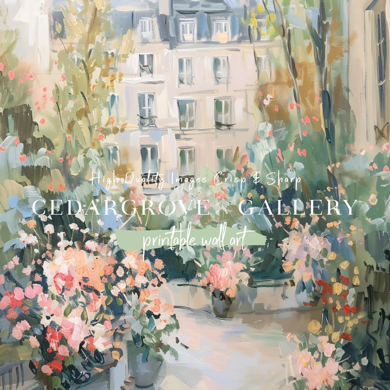 Parisian Garden Painting: Romantic French Cityscape Art (Digital Download) image 2
