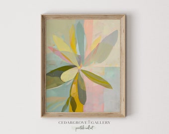 Abstract plant leaves print | Abstract Botanical wall art | Soft pastel colors | Geometrical plant room decor | PRINTABLE Digital download