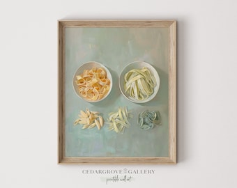 Italian Pasta Painting: Retro Kitchen Wall Art (Digital Download)