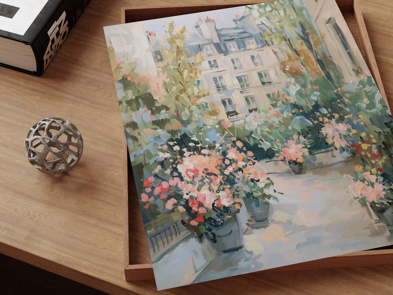 Parisian Garden Painting: Romantic French Cityscape Art (Digital Download) image 6