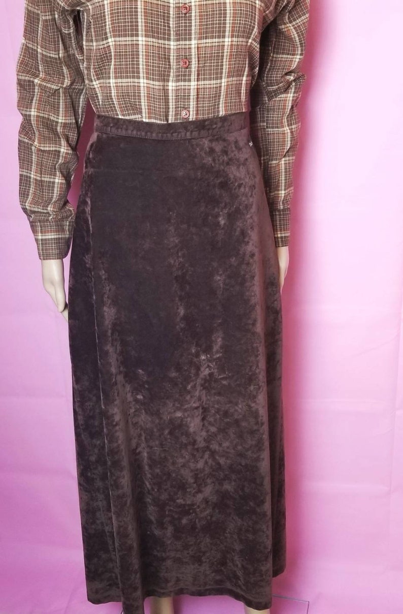 dark brown faux suede MISS SIXTY maxi skirt 90s high waist deep brown long skirt with slit m l vintage skirt