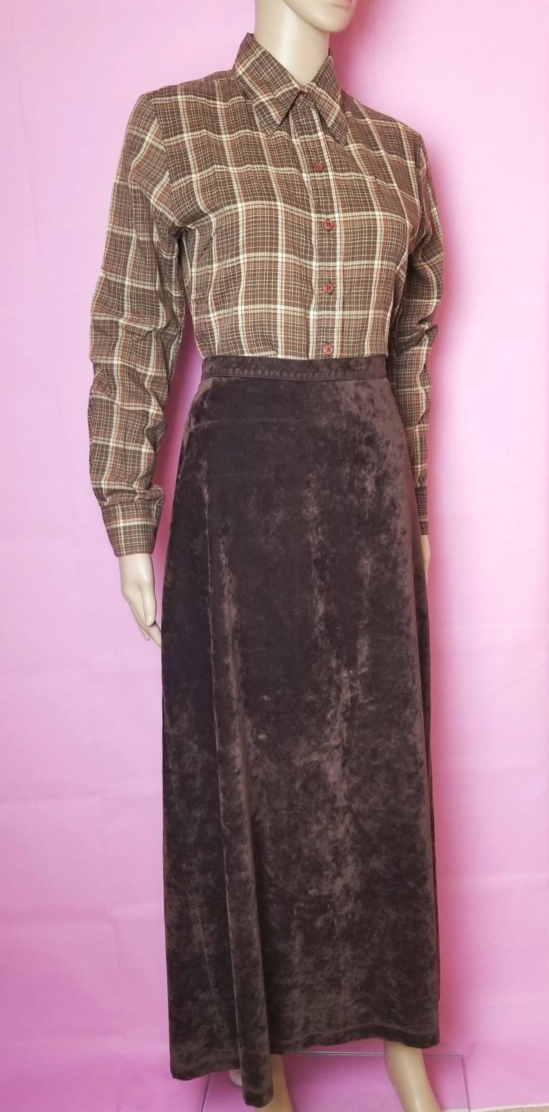 dark brown faux suede MISS SIXTY maxi skirt 90s high waist deep brown long skirt with slit m l vintage skirt