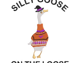Silly Goose Halloween Embroidery Design – Funny Goose Machine Embroidery File