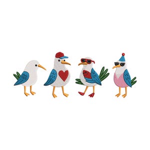 Disegno da ricamo divertente con gabbiano, file da ricamo divertente con gabbiano, file da ricamo con animali, download immediato, 6 misure