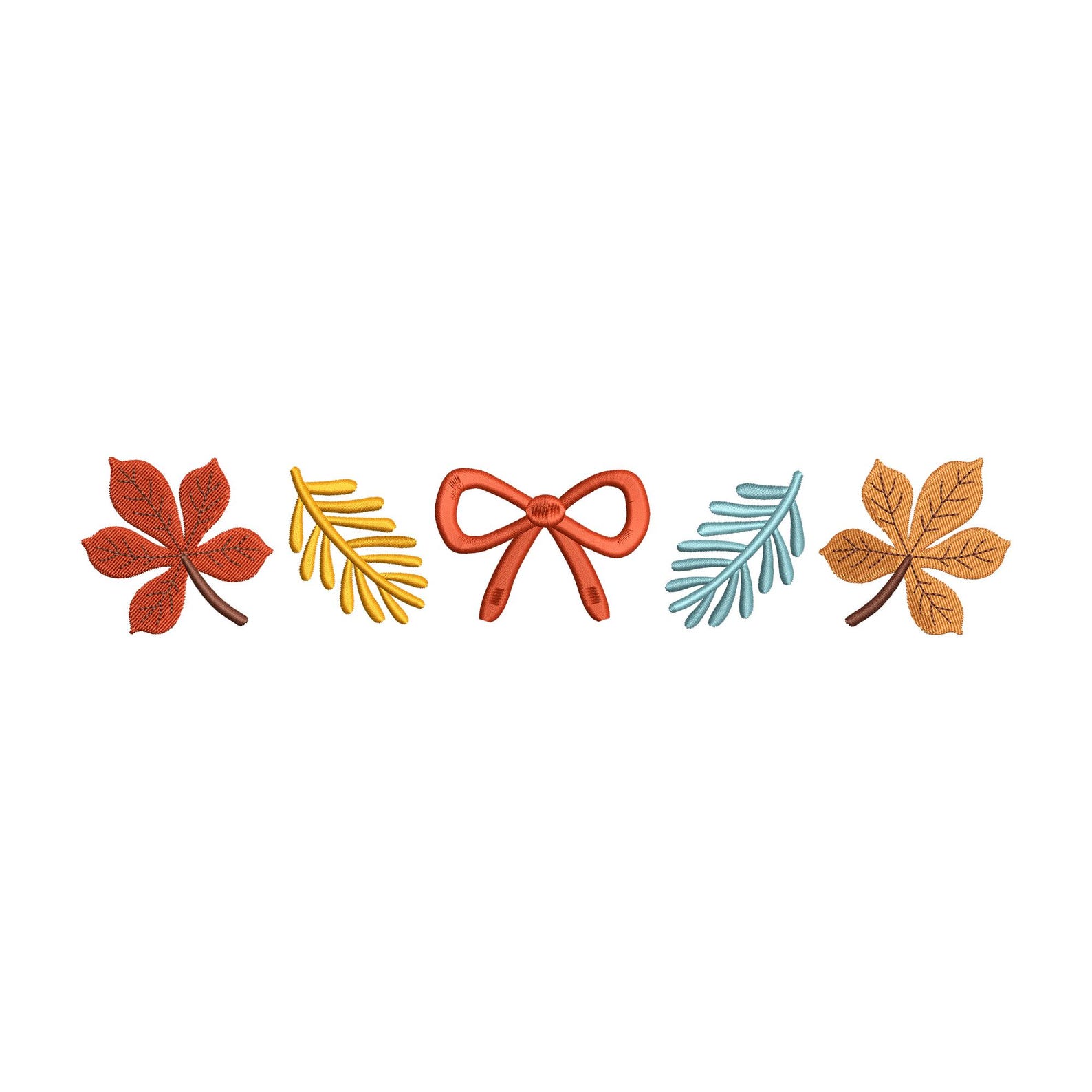 Fall Bow and Leaf Border Embroidery Design, Autumn Divider Machine ...