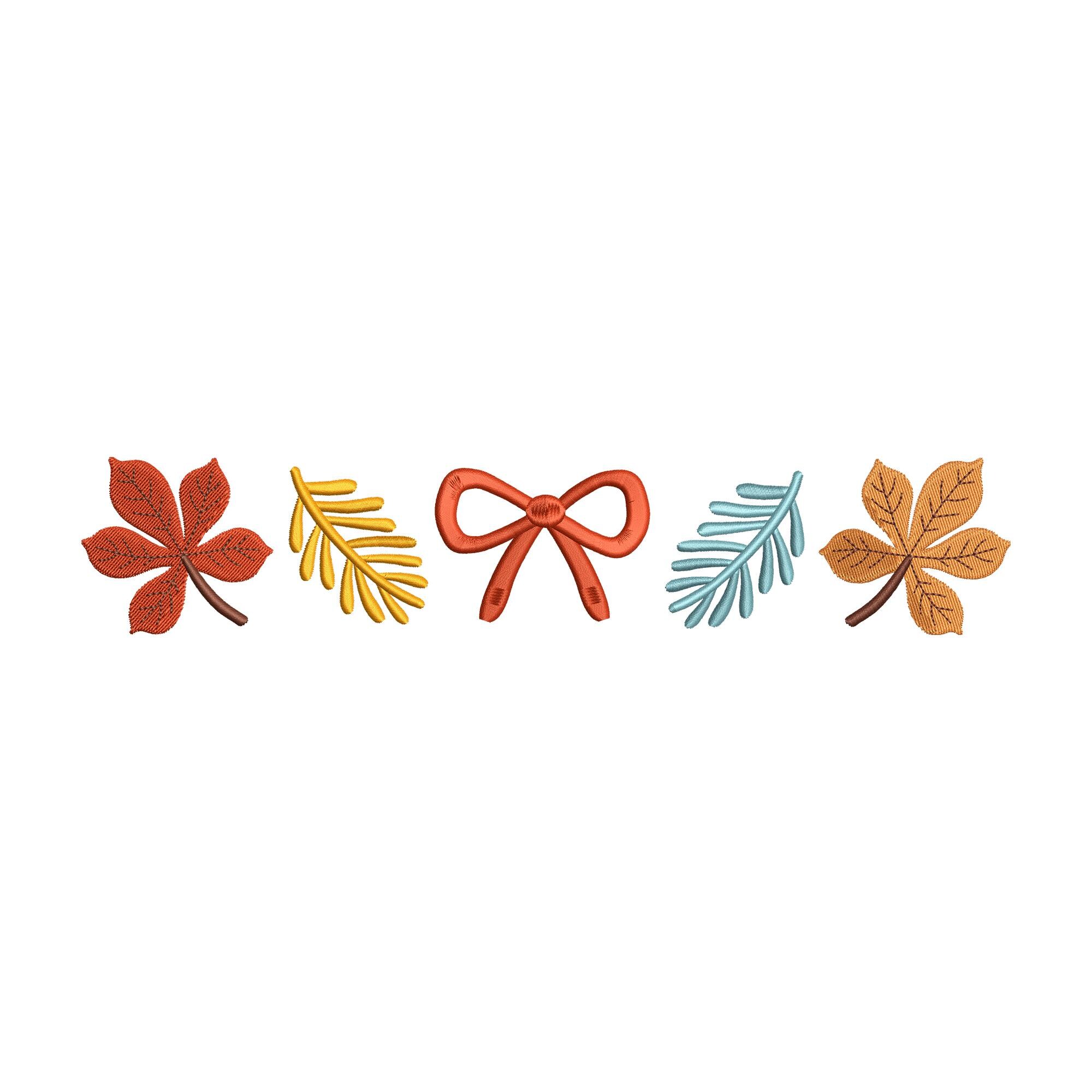 Fall Bow and Leaf Border Embroidery Design, Autumn Divider Machine ...