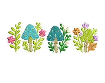 Mushroom Flower Embroidery Design | Cottagecore Forest Machine Embroidery File | Woodland Mushrooms Instant Download