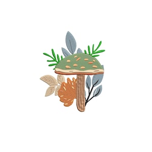 Mushroom Embroidery Design – Fall Woodland Forest Fungi Embroidery File for Cottagecore Aesthetic Projects
