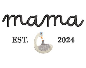 Mama Est. Embroidery Design | First Time Mom Machine Embroidery File | Baby Shower Gift Idea | Instant Download