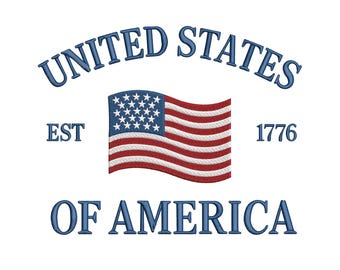USA 1776 Embroidery Design,  Patriotic United States Flag Machine File | 5 Sizes | Independence Day, Veteran Gift, Americana Decor