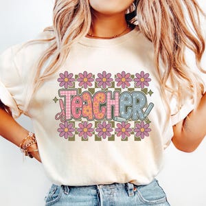 Coquette Teacher Png, Preppy Floral Teacher Sublimation Design, Cute Pastel Back to School Shirt Graphic, Retro Girly Teacher PNG