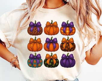 Fall Pumpkin PNG,  Rustic Halloween Pumpkins with Bows, Leopard Plaid Polka Dot Clipart ,Autumn Sublimation PNG for Shirts & Crafts