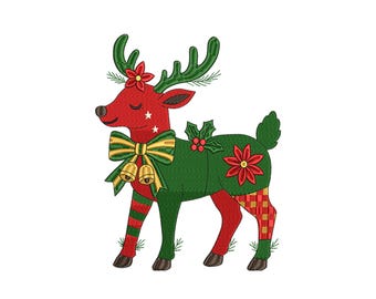 Weihnachten Rentier Stickmuster – Festliche Feiertage Hirsch Maschinenstickdatei